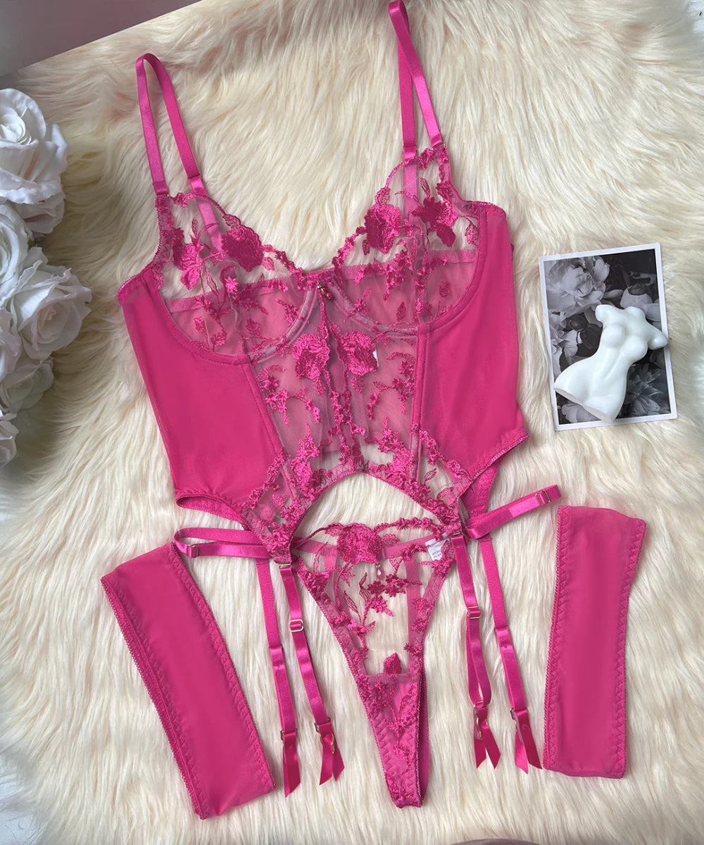 Chateau Allure Embroidered Bustier Set (Multi colors)