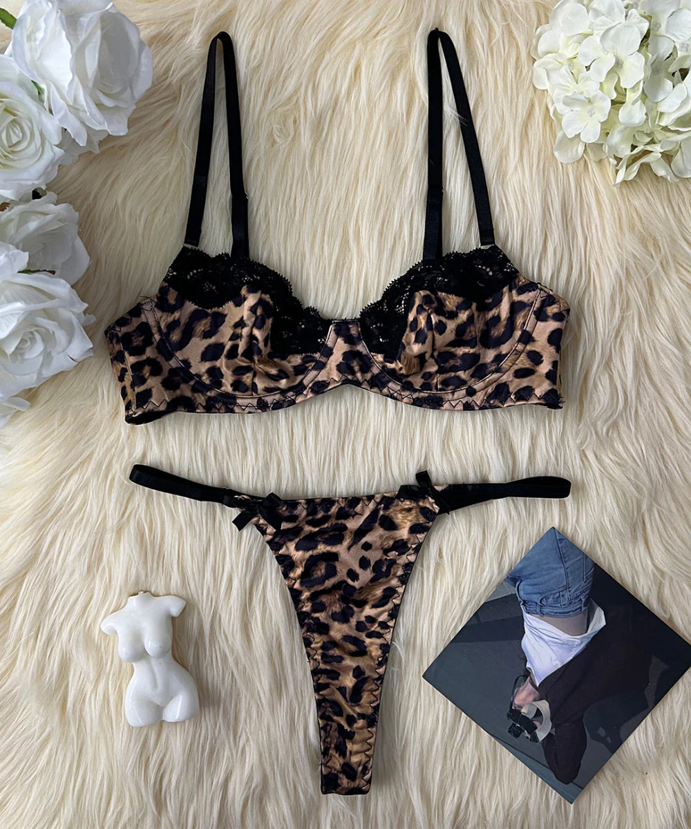 Wild Heart Leopard Print Lingerie Set