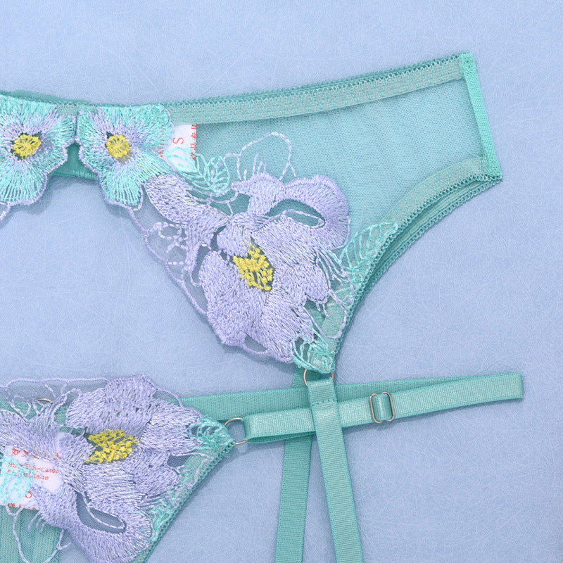 Opaline Mint Floral Embroidered Lingerie Set