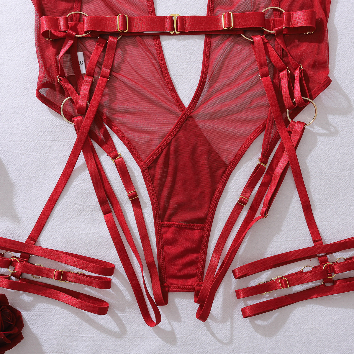 Scarlet Obsession Strappy Harness Bodysuit Set