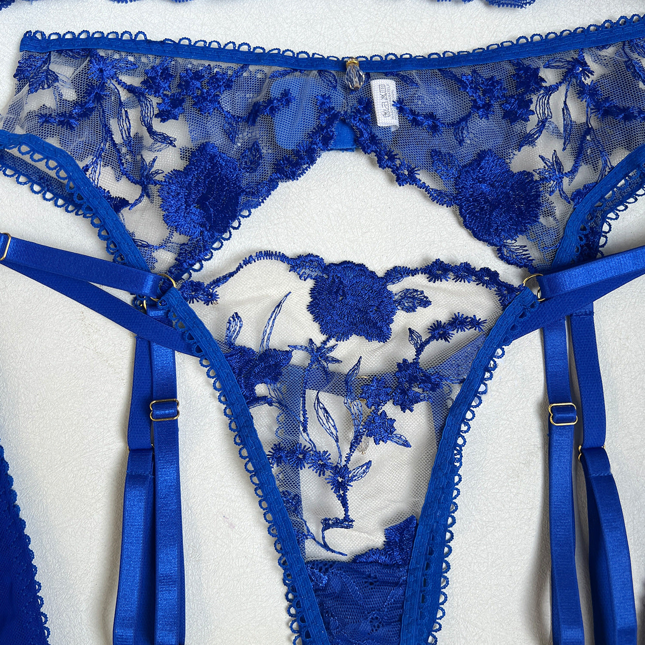 Midnight Fleur Sapphire Embroidered Lingerie Set