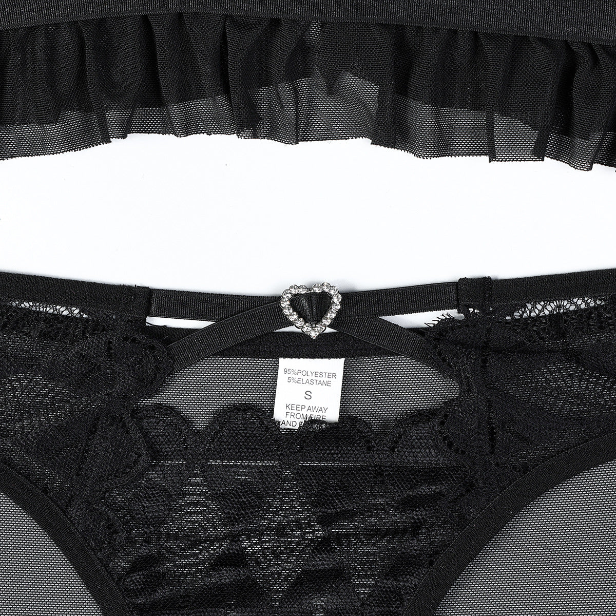 Black Rosette Bustier Set