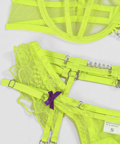 Electric Venus Strappy Neon Lingerie Set