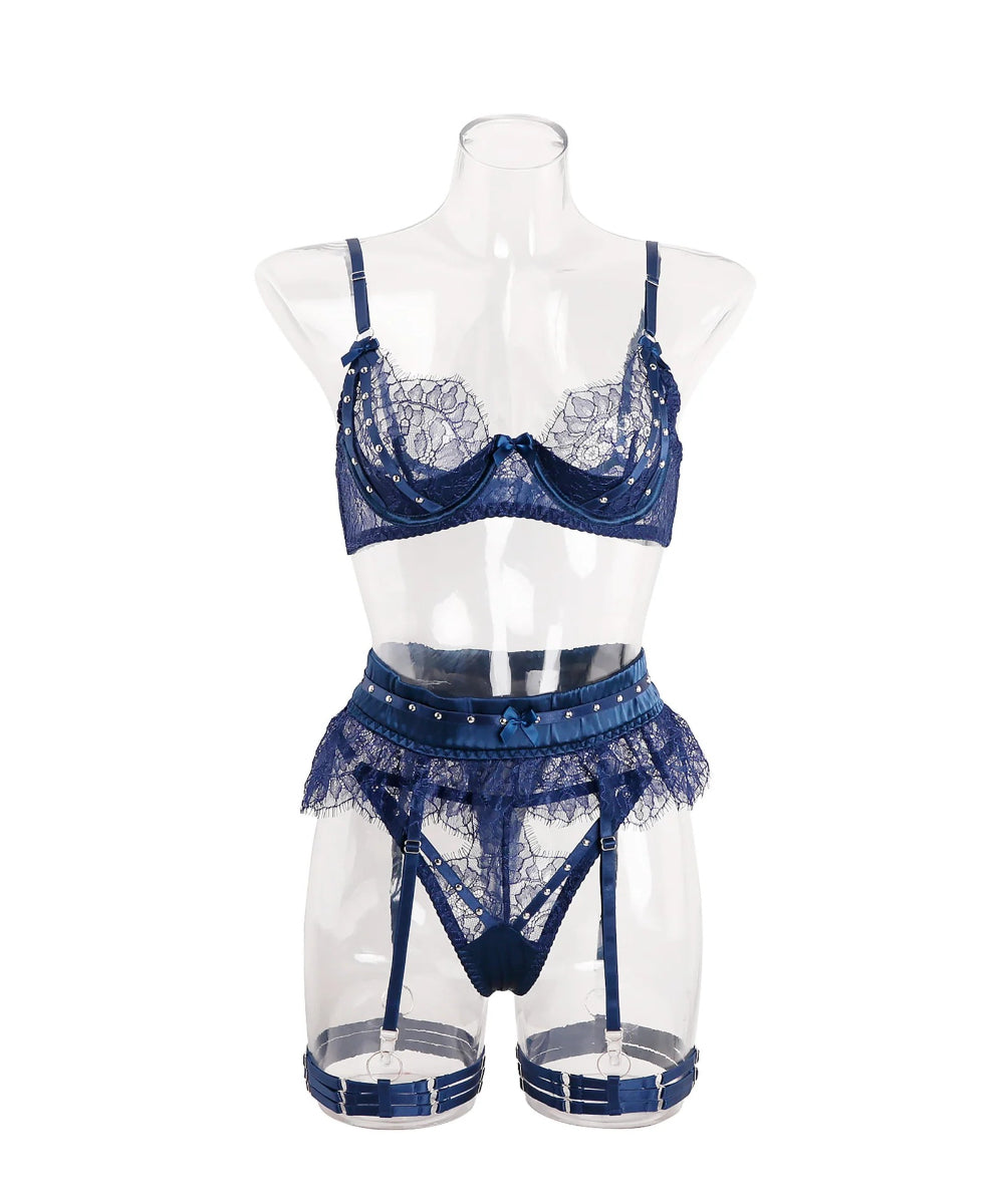 Midnight Reverie Embellished Lingerie Set