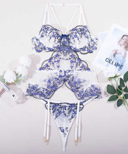 Twilight Meadow Embroidered Lingerie Set