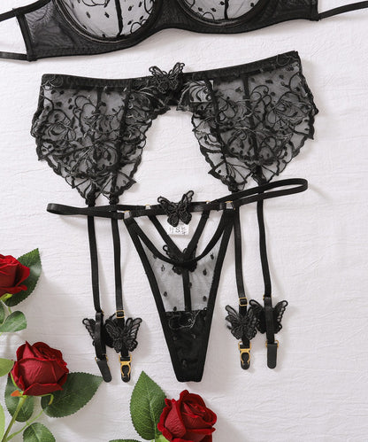 Wings of Desire Embroidered Butterfly Lingerie Set