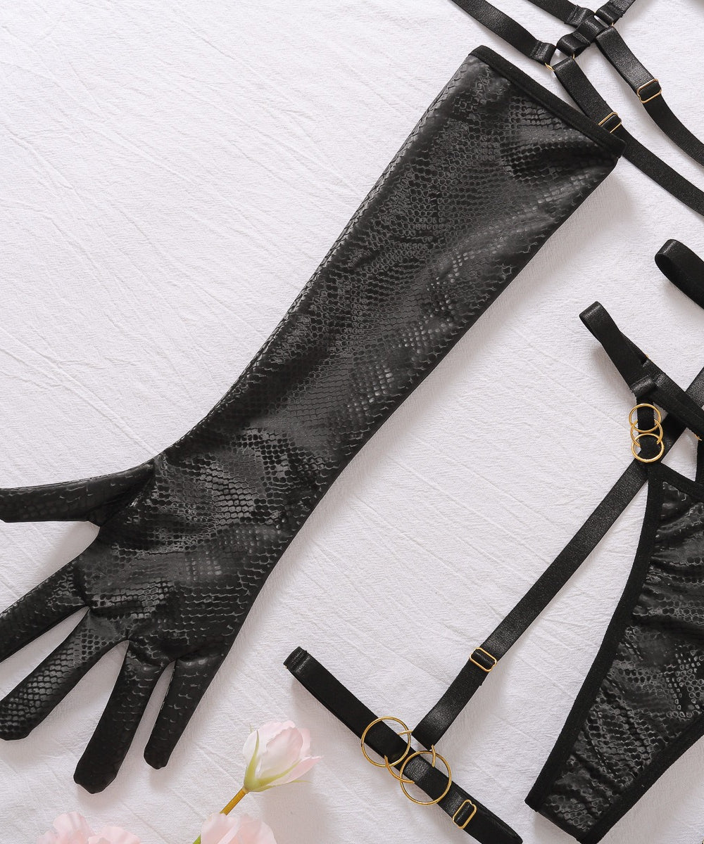 Midnight Serpent Strappy Lingerie Set