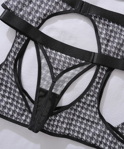 Midnight Muse Houndstooth Lingerie Set