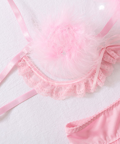 Sugar Tease Pink Feather Lingerie Set