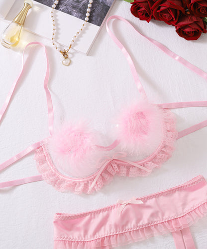 Sugar Tease Pink Feather Lingerie Set