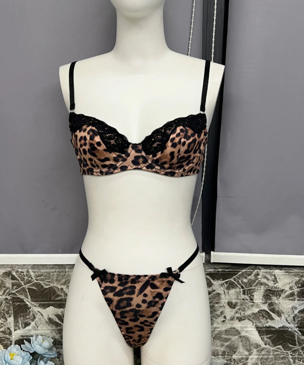 Wild Heart Leopard Print Lingerie Set