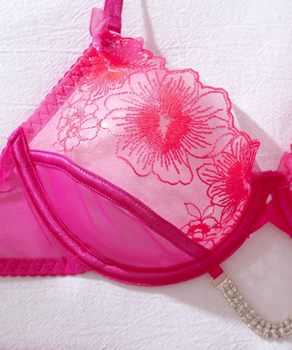 Fuchsia Desire Rhinestone Lingerie Set