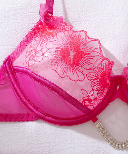 Fuchsia Desire Rhinestone Lingerie Set