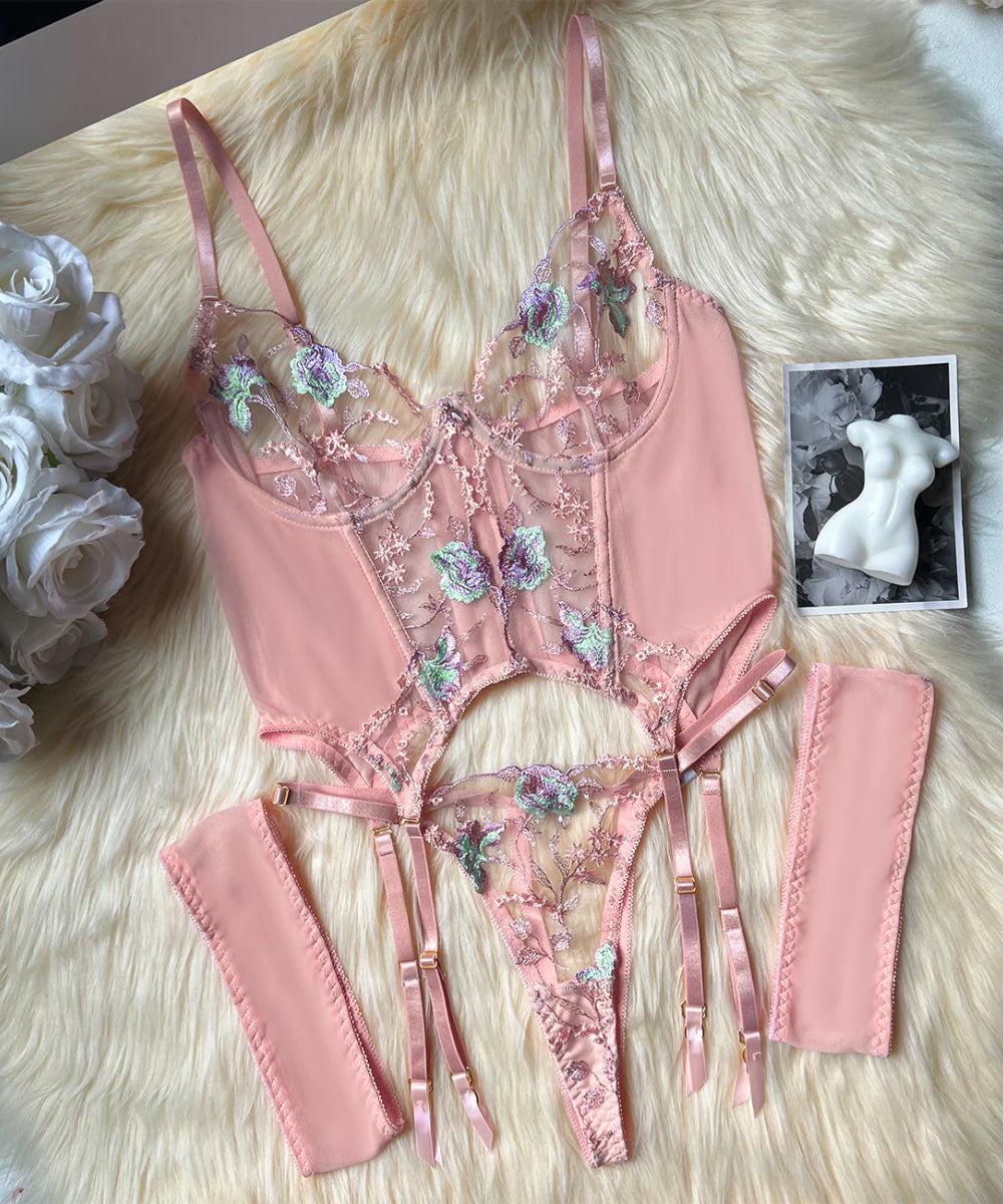 Chateau Allure Embroidered Bustier Set (Multi colors)