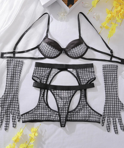 Midnight Muse Houndstooth Lingerie Set