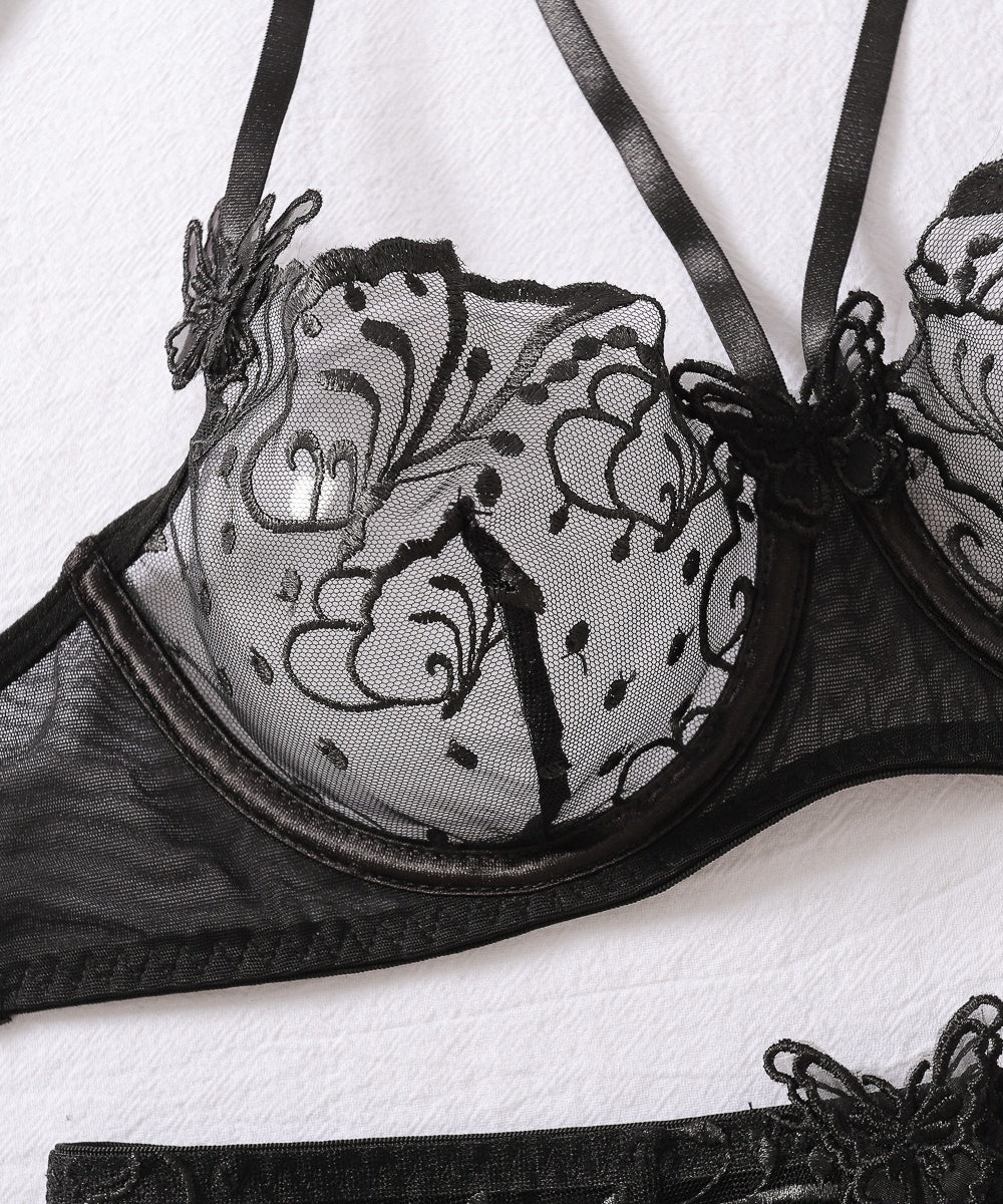 Wings of Desire Embroidered Butterfly Lingerie Set