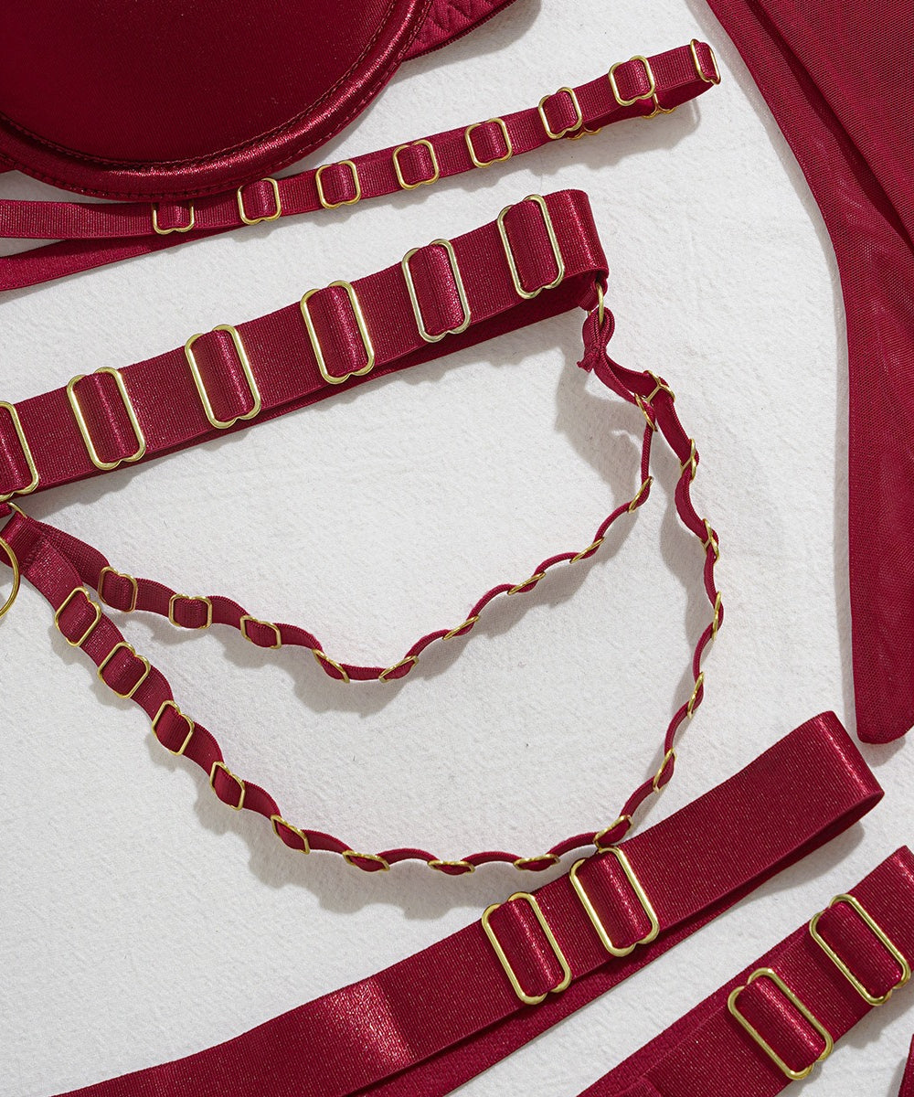 Crimson Desire Strappy Lingerie Set