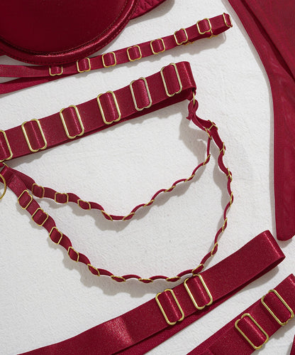 Crimson Desire Strappy Lingerie Set