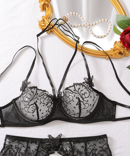 Wings of Desire Embroidered Butterfly Lingerie Set