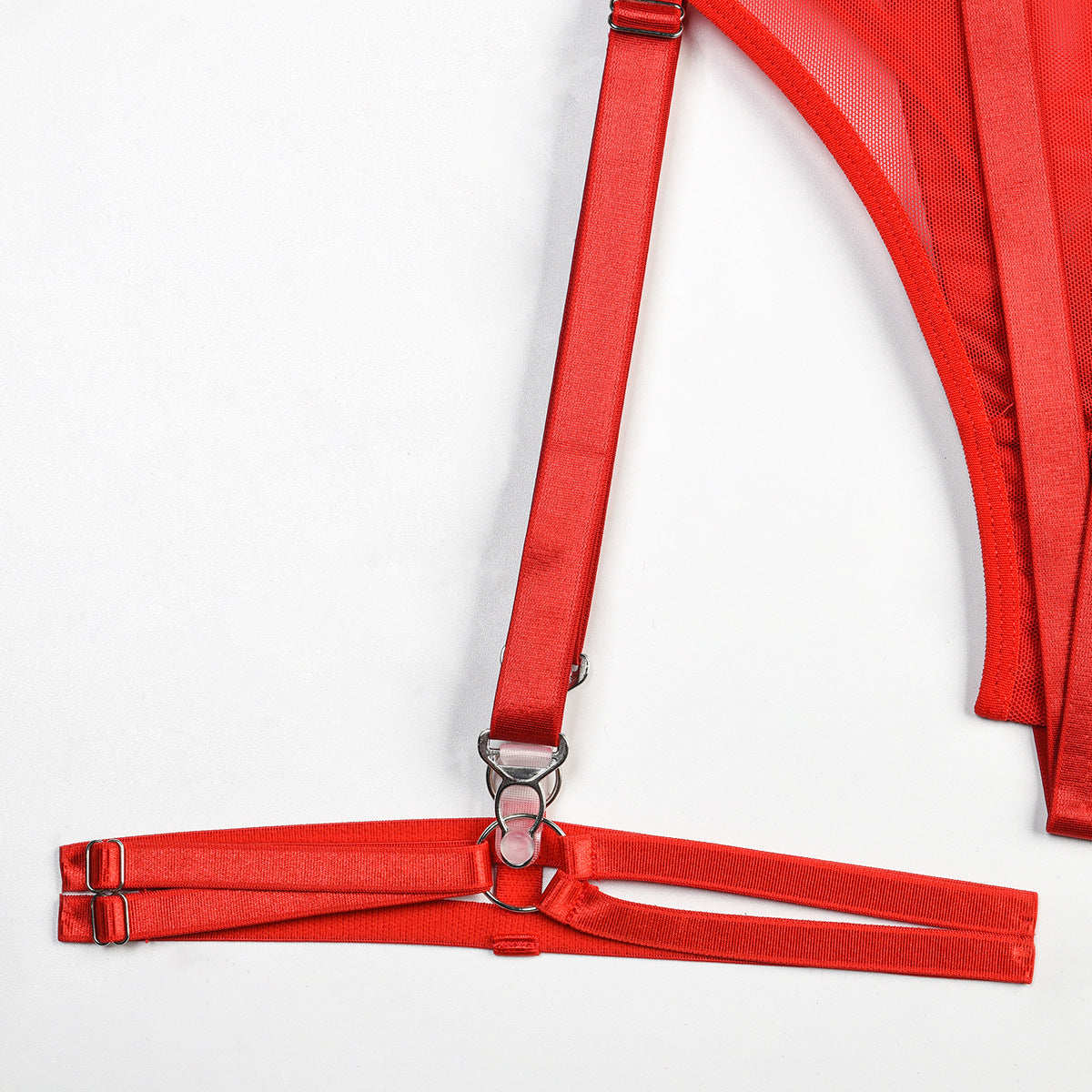 Seductress Symphony Strappy Chain lingerie Set (Black & Red)