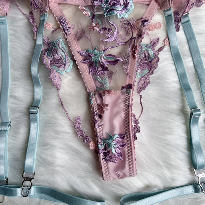 Whispering Petals Floral Embroidered Lingerie Set