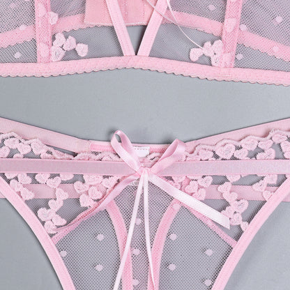 Conjunto de corpiño bordado con flor de cerezo