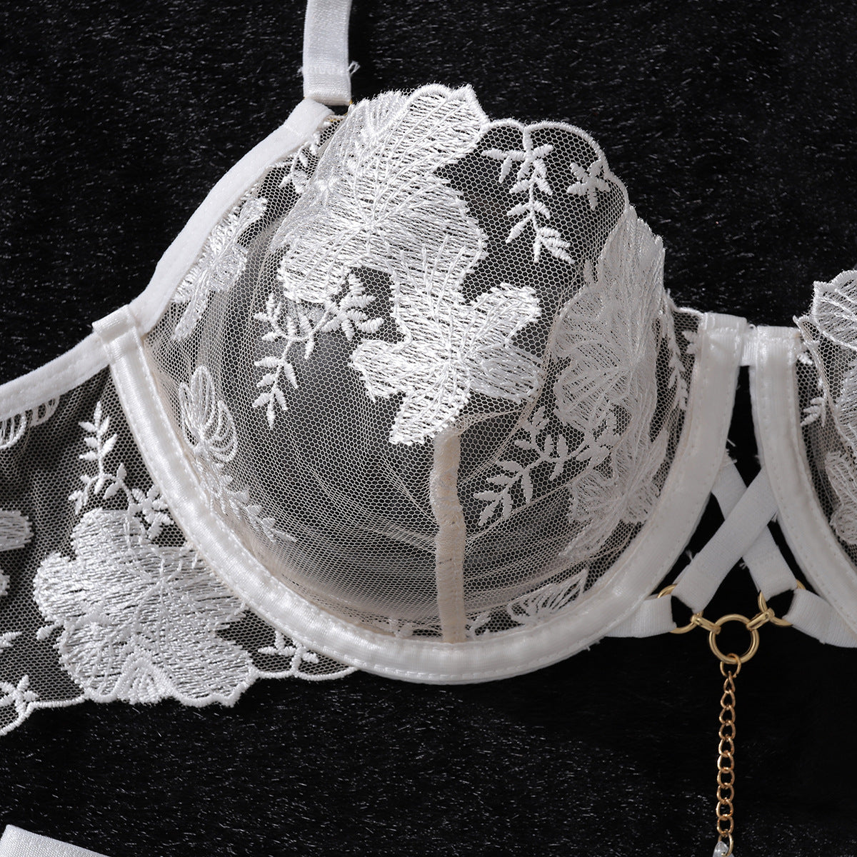 Gilded Petal Lingerie Set (White & Radiant Orange)