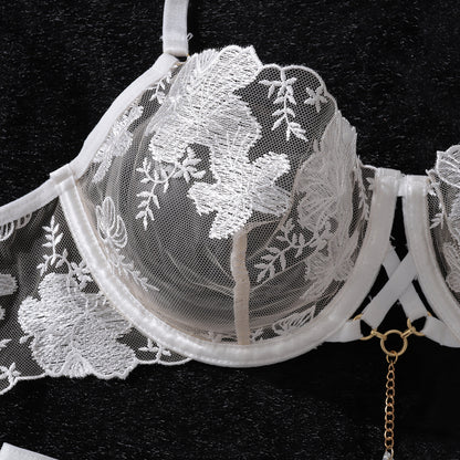 Gilded Petal Lingerie Set (White & Radiant Orange)