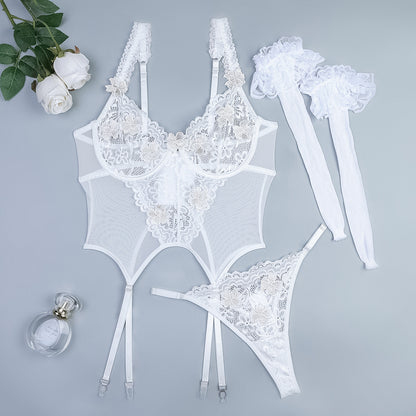 Bustier-Set mit Blumenstickerei „Celestial Blossom“