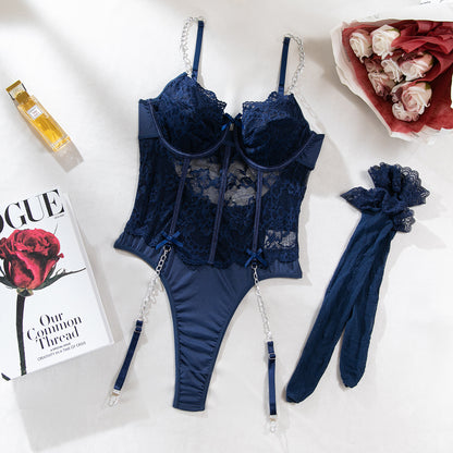 Sapphire Siren Lace Bodysuit Set