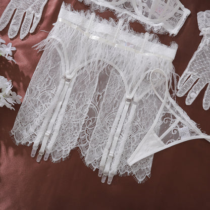 Enchanted Grace Feather & Lace Lingerie Set