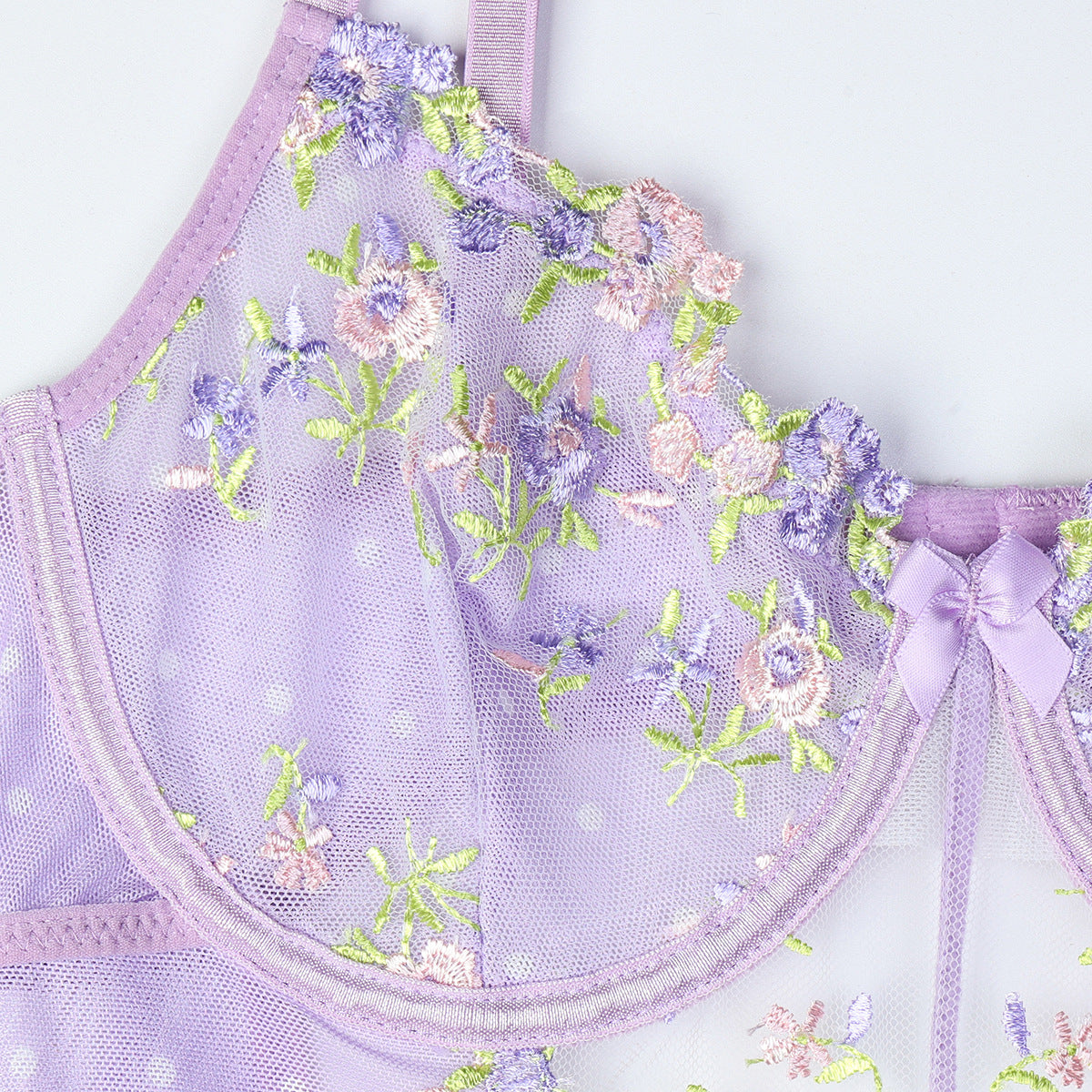 Lilac Bloom Embroidered Dress Set