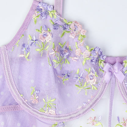 Lilac Bloom Embroidered Dress Set