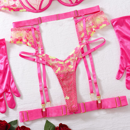 Radiant Romance Hot Pink Embroidered Lingerie Set