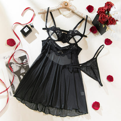 Vestido babydoll de encaje Elysian Veil (verde y negro)