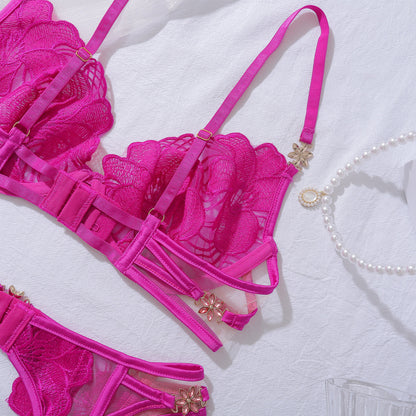 Velvet Orchid Embroidered Lingerie Set