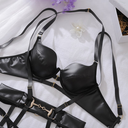Obsidian Reign Faux Leather Lingerie Set