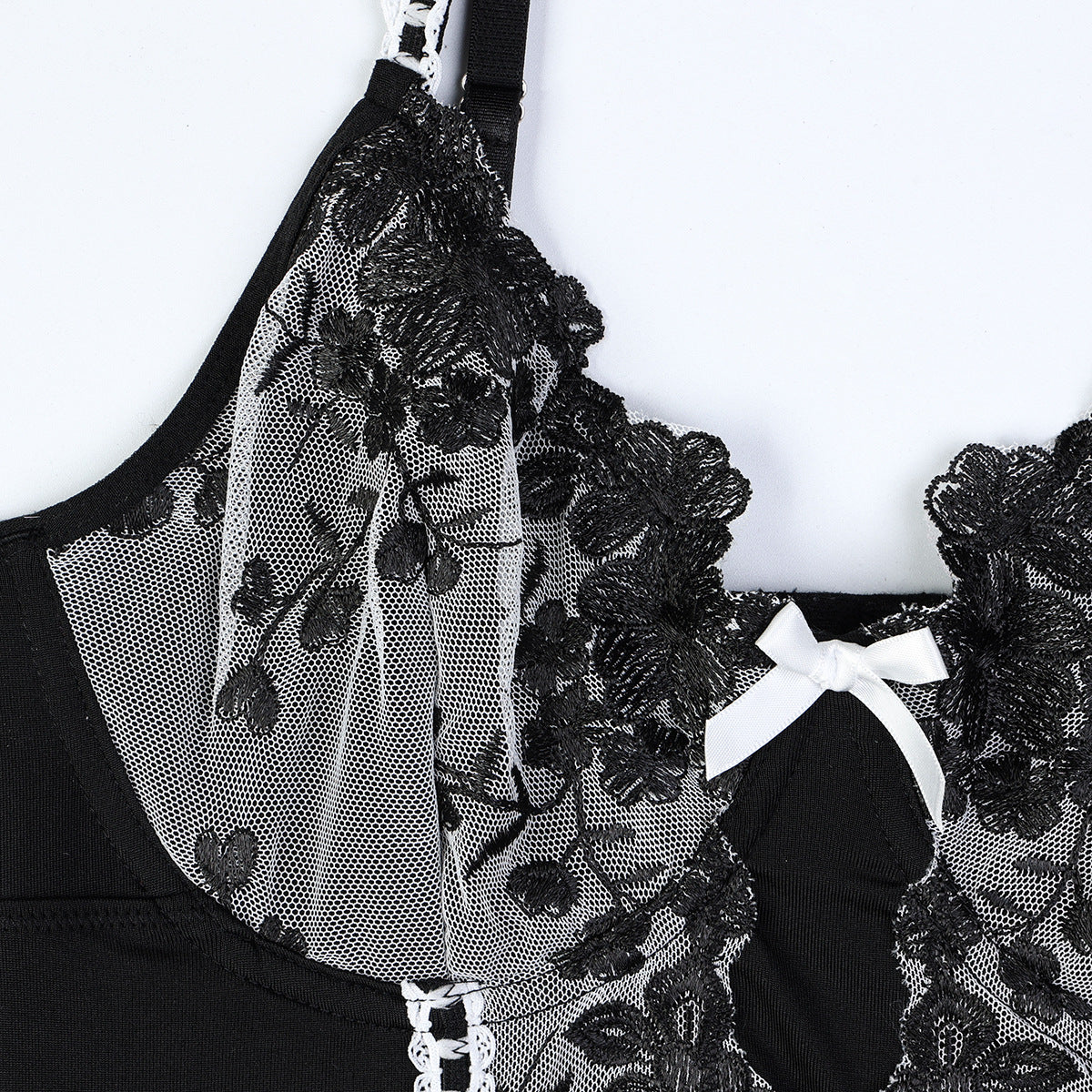 Velvet Eclipse Embroidered Lace Bodysuit