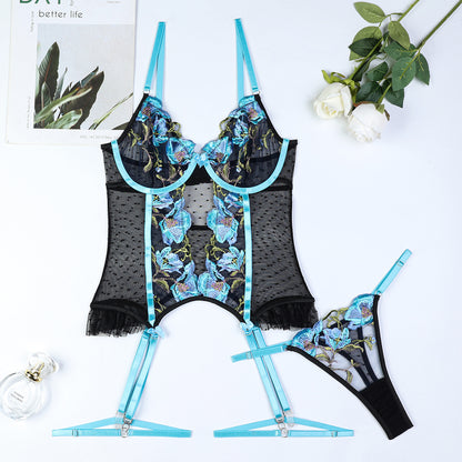 Sapphire Dusk Embroidered Bustier Set