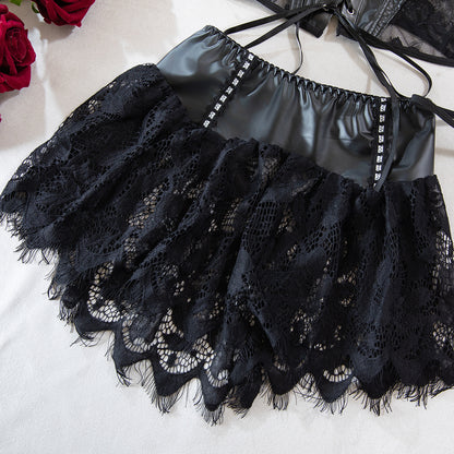 Schwarzes Dominion-Bustier-Set