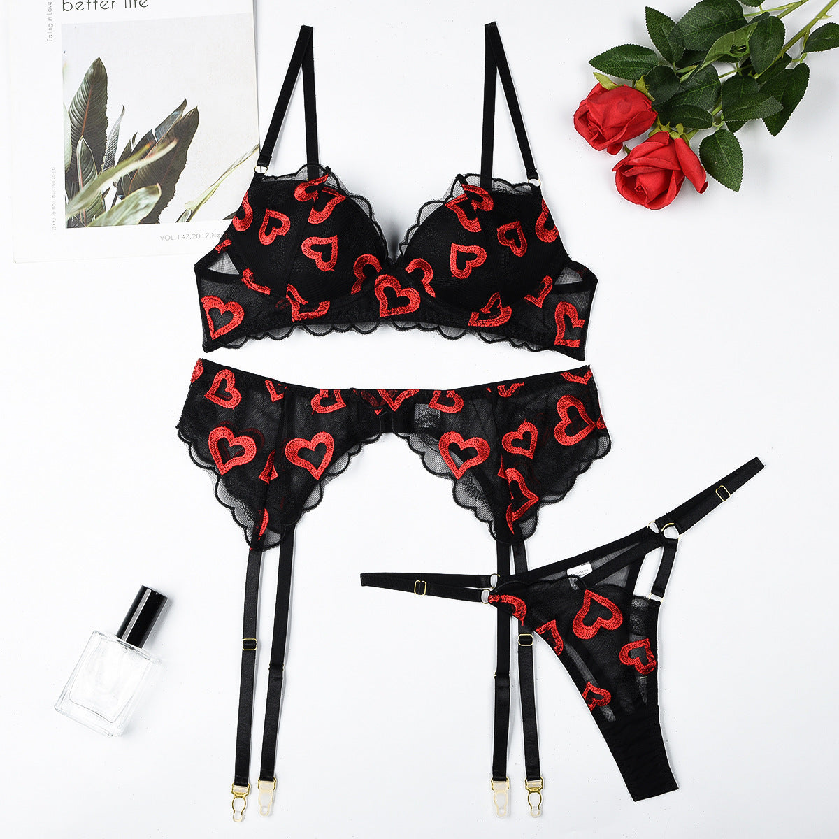 Heartthrob Affaire Embroidered Lingerie Set