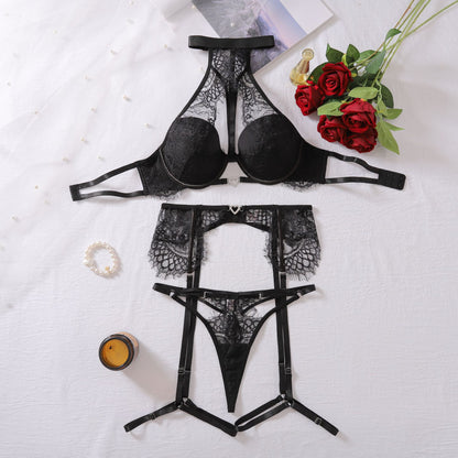 Peacock Enchantress Halter Lace Lingerie Set