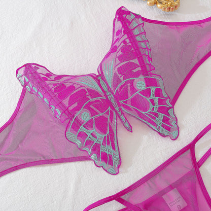 Butterfly Kiss Lingerie Set (Lavender & Rose Red)