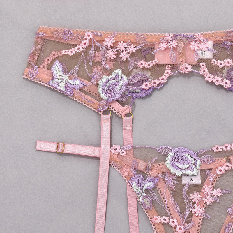 Rose Reverie Embroidered Lingerie Set