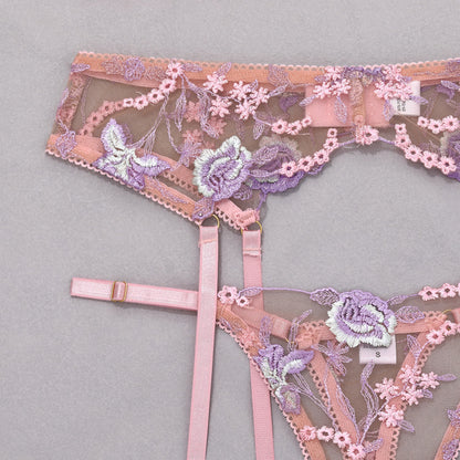 Rose Reverie Embroidered Lingerie Set