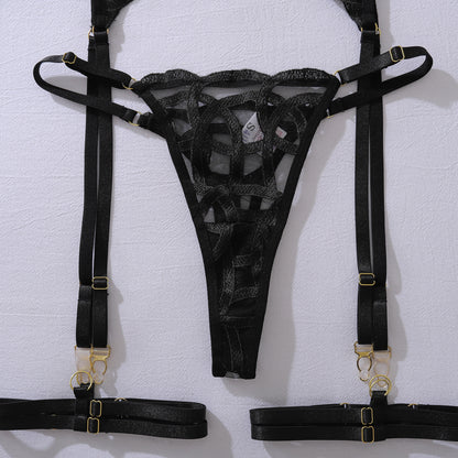 Midnight Enigma Embroidered Lingerie Set