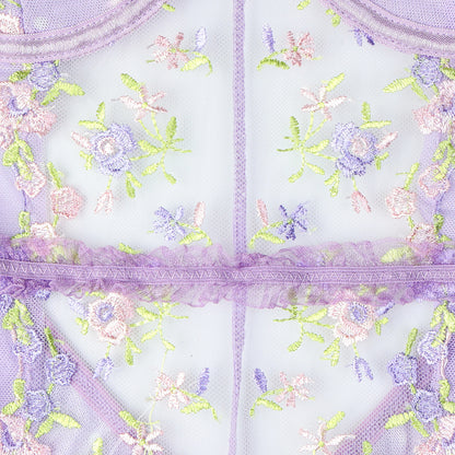 Lilac Bloom Embroidered Dress Set