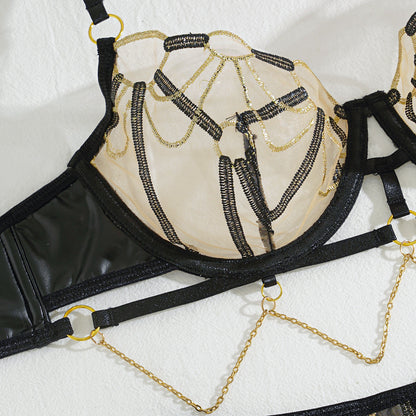 Goddess Throne Faux Leather Lingerie Set