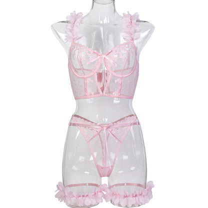 Conjunto de corpiño bordado con flor de cerezo