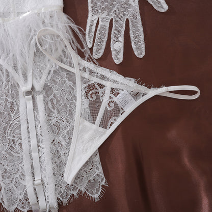 Enchanted Grace Feather & Lace Lingerie Set